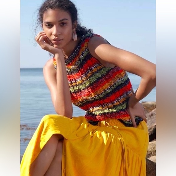 Anthropologie Tops - Anthropologie Multicolor Striped Audra Tank Italian Knit Top Size Large